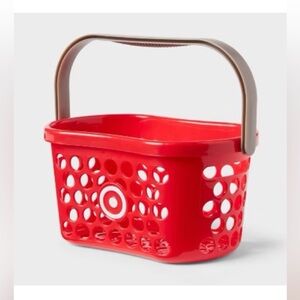 NWT Target Mini Red Shopping Basket w Brown Handle Target theme party favor